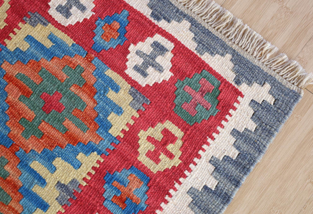 キリム玄関マット　イラン・シーラーズ産　92×65cm 織り地の風合い