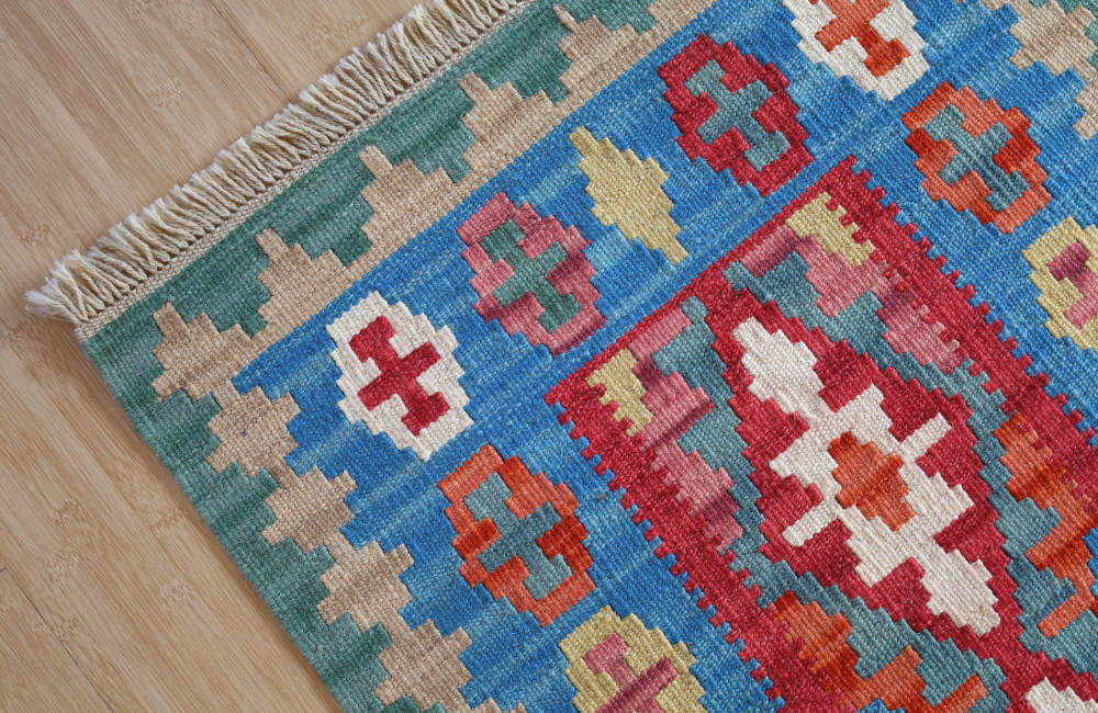 キリム玄関マット　イラン・シーラーズ産　97×65cm 角の模様