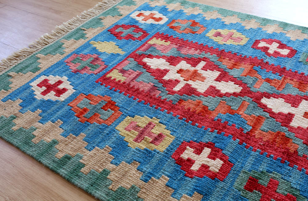 キリム玄関マット　イラン・シーラーズ産　97×65cm 織り地の風合い