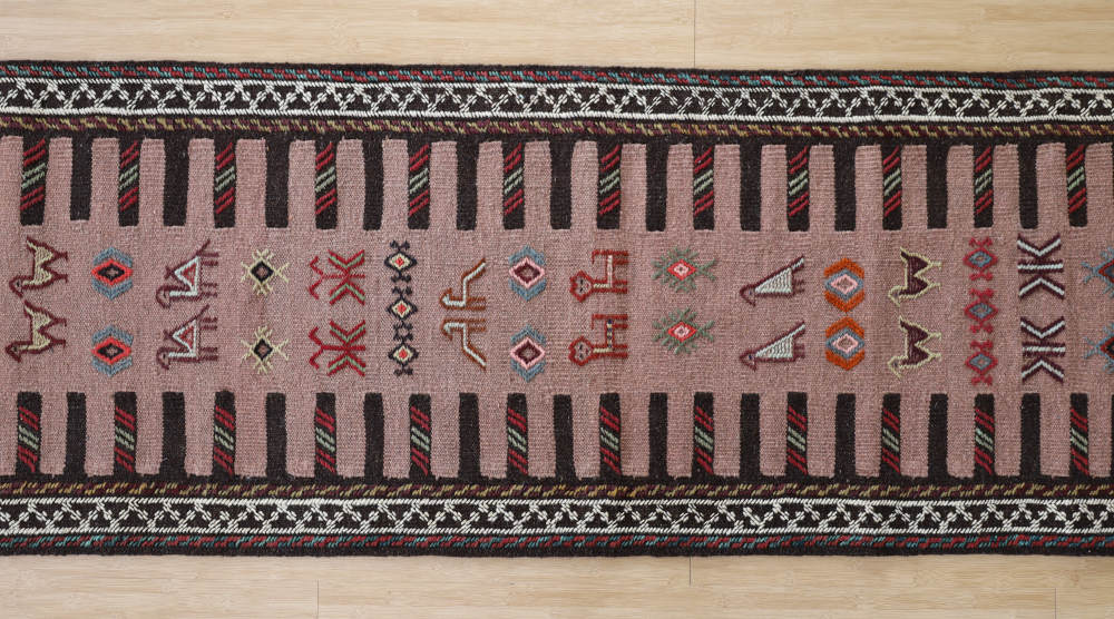 キリム玄関マット　イラン・グーチャン産　193×61cm 模様の様子