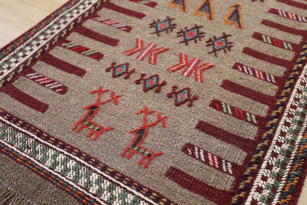 キリム玄関マット　イラン・グーチャン産　84×61cm 織り地の風合い