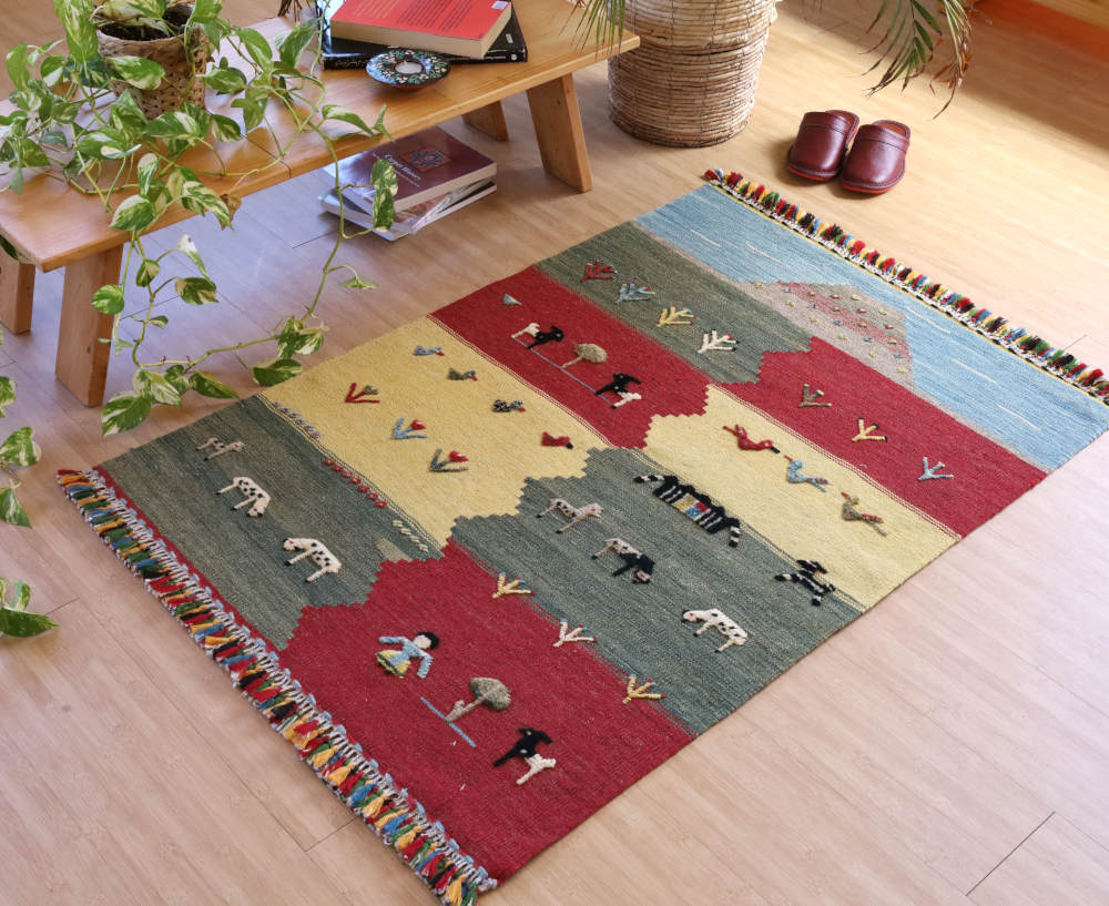 キリム玄関マット　シーラーズ産　114(123)×79cm