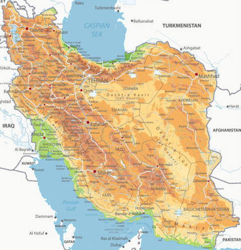 イラン全土の地図〜ペルシャ絨毯の産地について