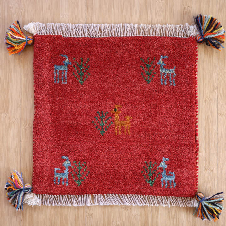 ギャッベ座布団　約40×40cm　イラン産・手織り