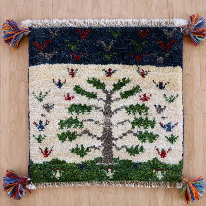 ギャッベ座布団　約40×40cm　イラン産・手織り