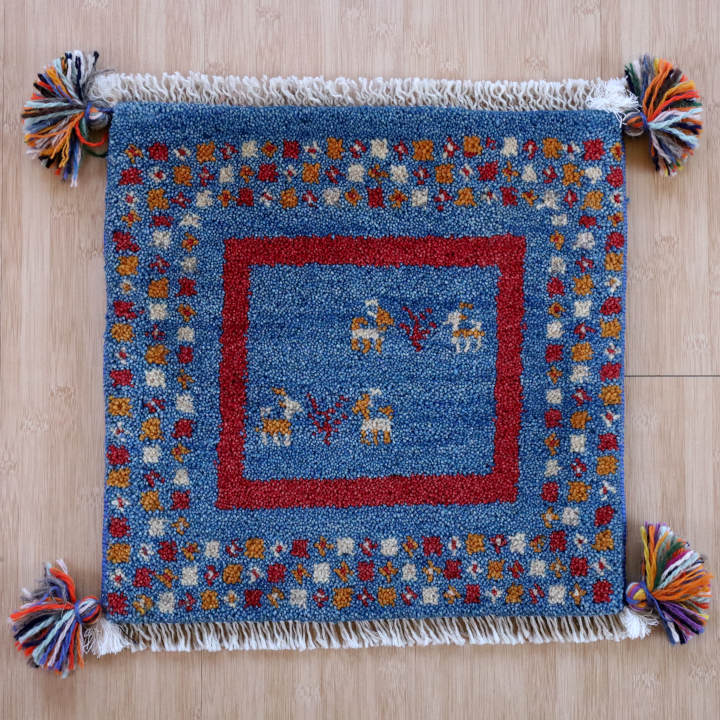 ギャッベ座布団　約40×40cm　イラン産・手織り